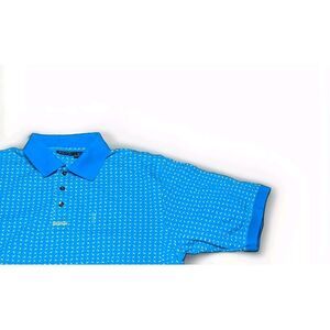 CHIP SHOT‎ Novelty Golf Shirt Mens L Button Up S/S Cotton Stripe Geo Clubs Balls